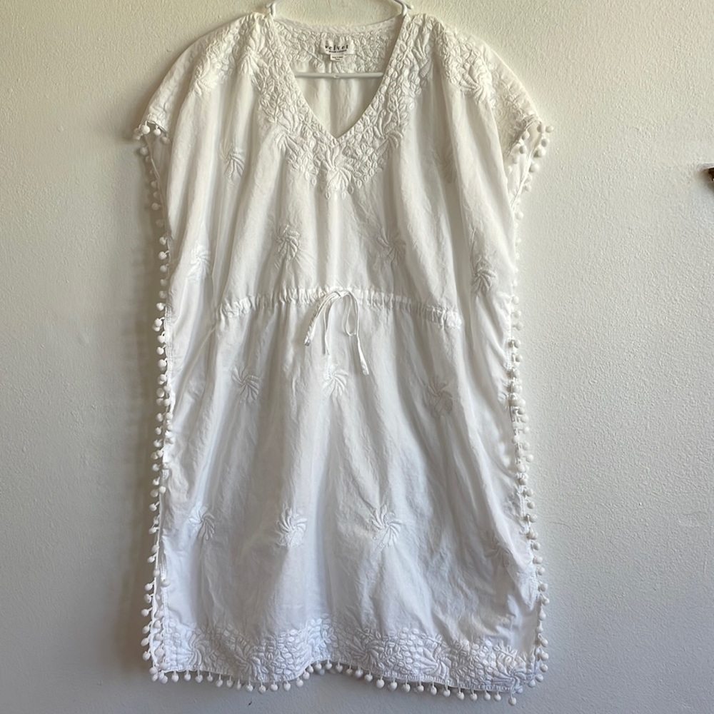 VELVET BY SPENCER & GRAHAM WHITE LUCEE EMBROIDERED SWIM COVERUP/CAFTAN - Picture 3 of 7